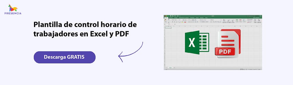 Plantilla de control horario de trabajadores en Excel y PDF gratis